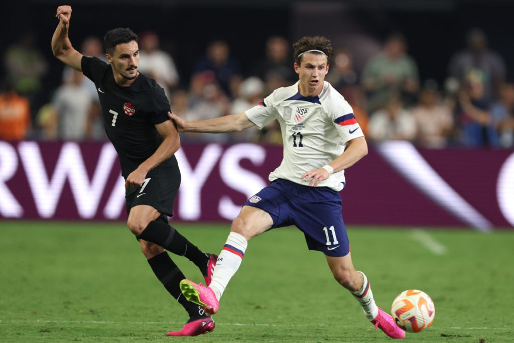 Brenden Aaronson in action for the USA.