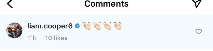 Screenshot of Cooper's comment on Wilfried Gnonto's Instagram