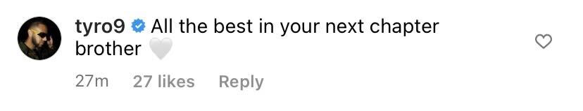 Screenshot of Roberts' comment on Robin Koch's Instagram