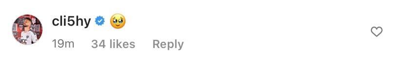 Screenshot of Klich's comment on Leeds United's Instagram
