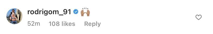 Screenshot of Rodrigo's comment on Leeds United's Instagram