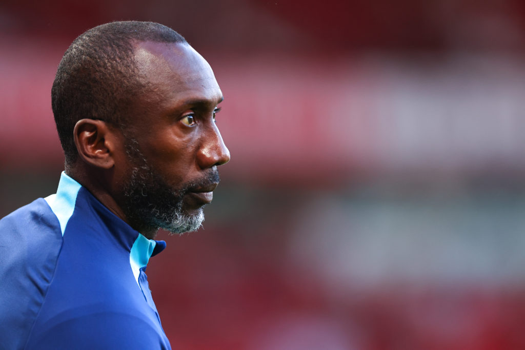 Himmy Floyd Hasselbaink on coaching duty with England.