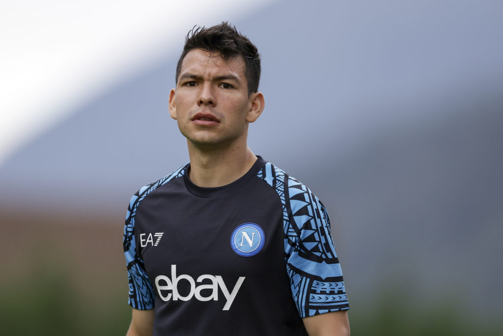 SSC Napoli's Mexican forward Hirving Lozano looks on during