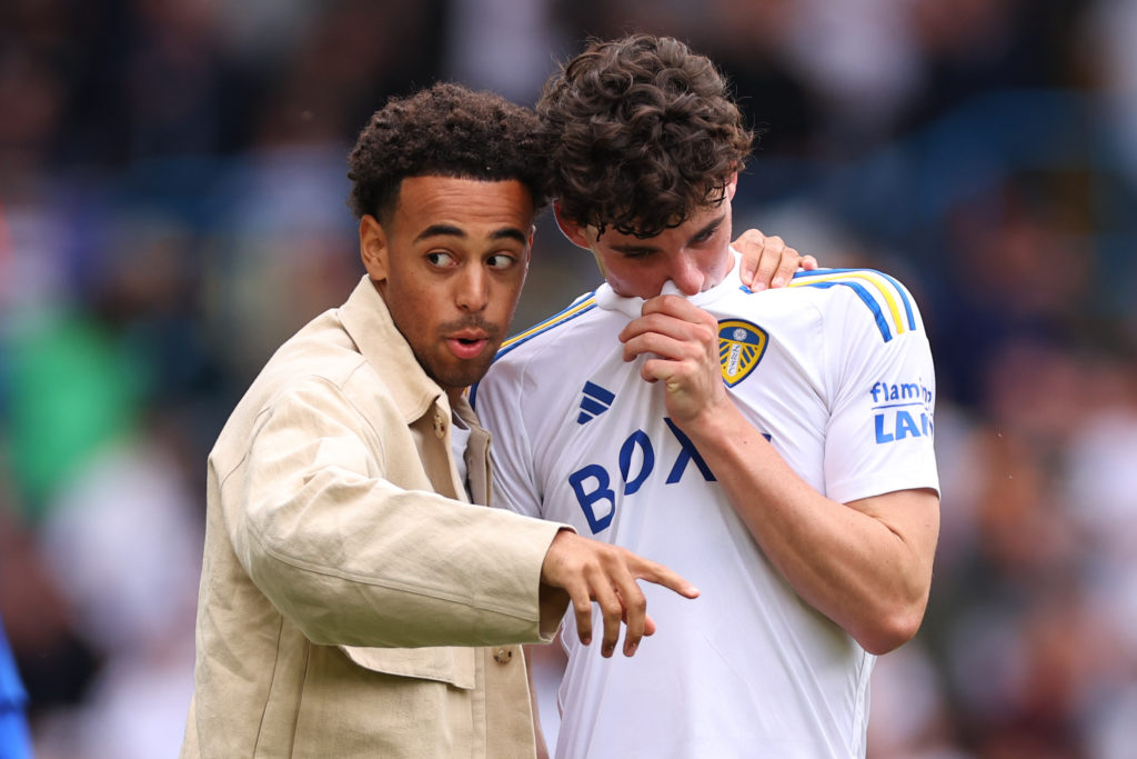 Tyler Adams and Archie Gray of Leeds United