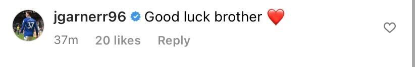 Screenshot of Garner's reply on Djed Spence's Instagram post