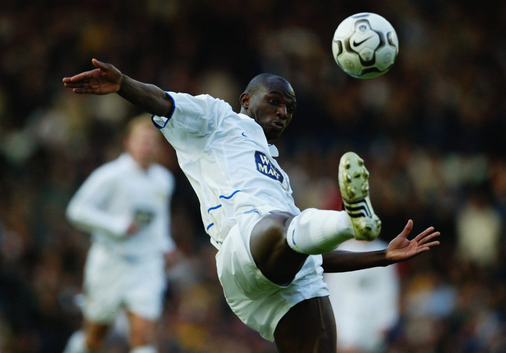 Zoumana Camara of Leeds United attempts to control the ball
