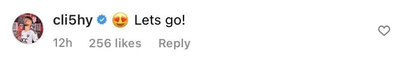 Screenshot of Mateusz Klich's comment on Stuart Dallas' Instagram