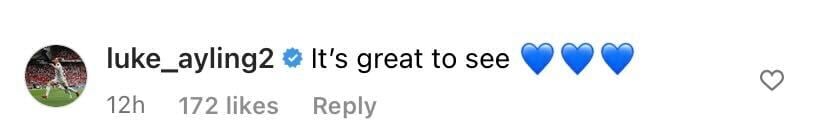 Screenshot of Luke Ayling's comment on Stuart Dallas' Instagram