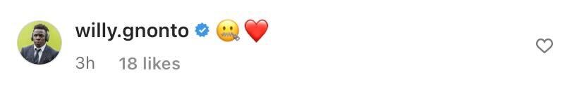 Screenshot of Willy Gnonto's comment on Crysencio Summerville's Instagram