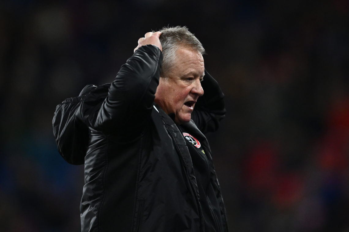 LONDON, ENGLAND - JANUARY 30: manager Chris Wilder of Sheffield United reacts during the Premier League match between Crystal Palace and Sheffield ...