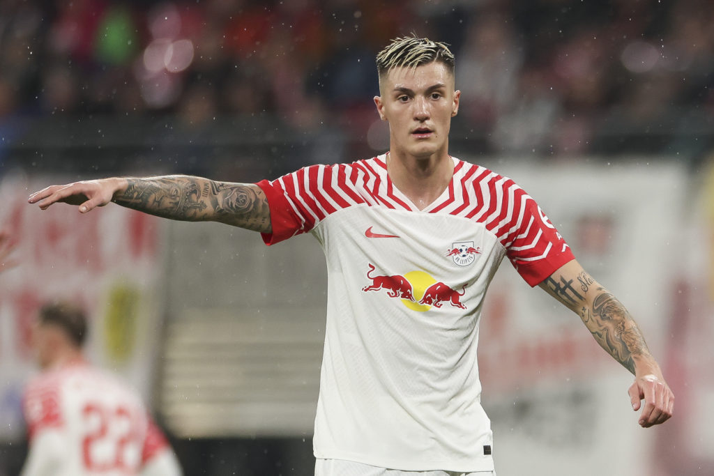 Benjamin Sesko in action for Leipzig.