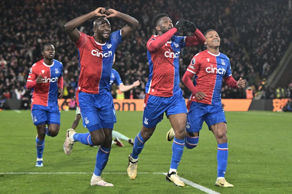 Jean-Philippe Mateta celebrates for Palace.