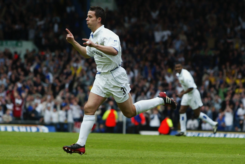Ian Harte of Leeds United celebrates scoring the opening goal