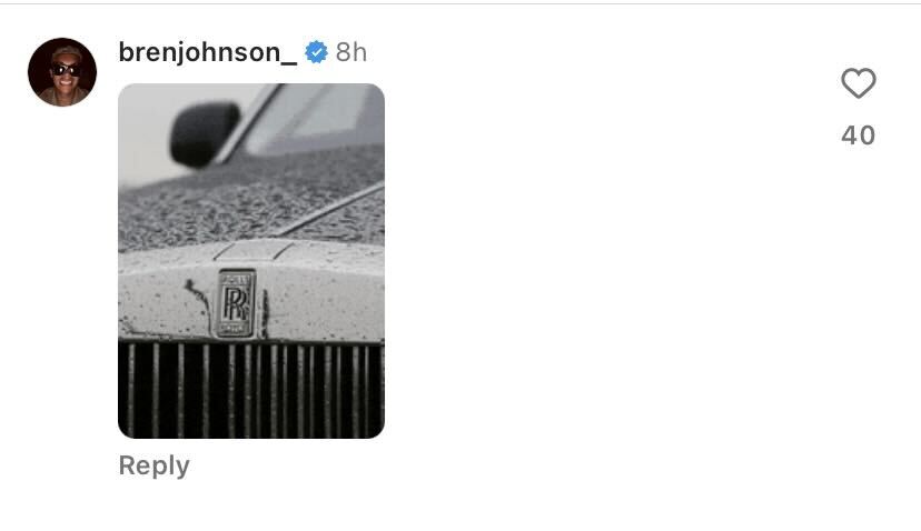 Screenshot of Brennan Johnson's comment on Ethan Ampadu's Instagram