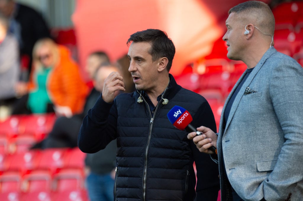 Gary Neville during Leeds game against Salford in 2023-24.