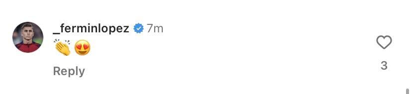 Screenshot of Fermin Lopez's comment on Mateo Joseph's Instagram