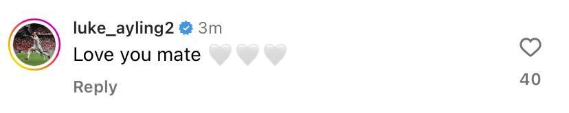 Screenshot of Luke Ayling's comment on Stuart Dallas' Instagram post