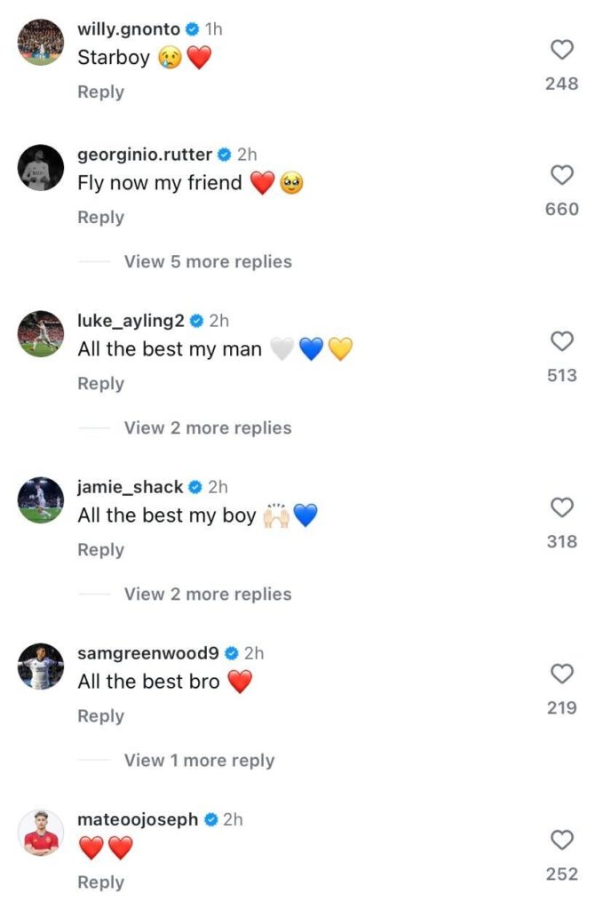 Screenshot of some of the comments under Archie Gray's Instagram post