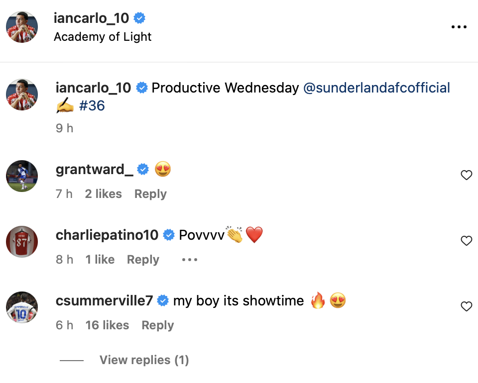 Screenshot of the comments under Ian Poveda's latest Instagram post