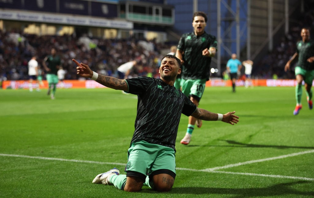 Gustavo Hamer celebrates a goal for Sheffield United against Preston.