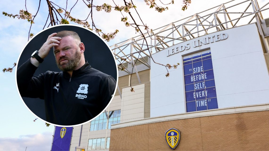 A general exterior view of Elland Road, home stadium of Leeds United ahead of the Sky Bet Championship match. Inset, Wayne Rooney.