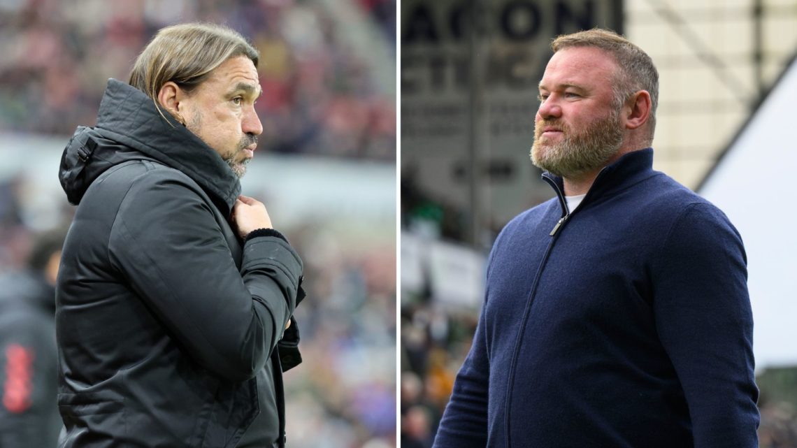 Split image of Daniel Farke and Wayne Rooney.