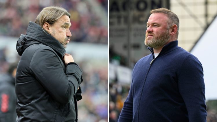 Split image of Daniel Farke and Wayne Rooney.
