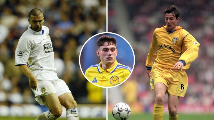Dominic Matteo and Michael Bridges of Leeds. Inset, Daniel James.