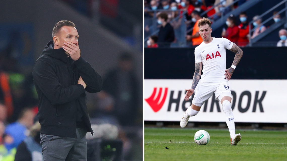 Craig Bellamy managing wales (L) and Joe Rodon playing for Tottenham (R)