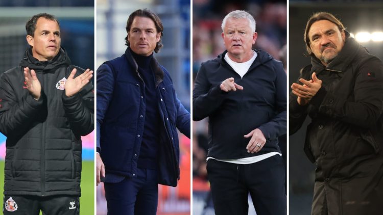 Split image of Daniel Farke, Chris Wilder, Regis Le Bris and Scott Parker