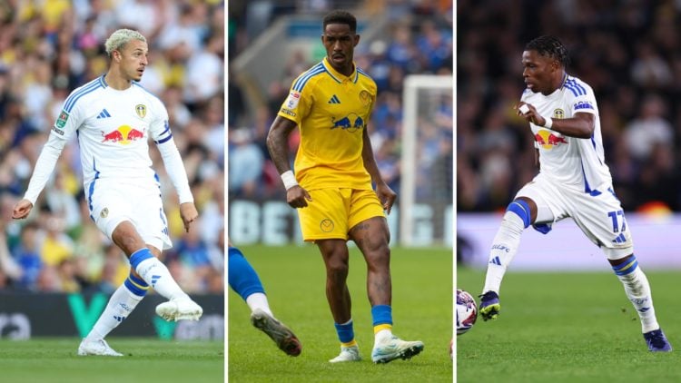 Split image of Junior Firpo, Ethan Ampadu, and Largie Ramazani.