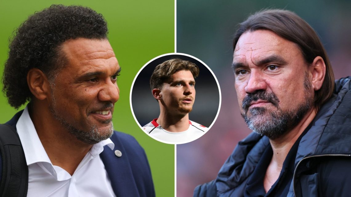 Split image of Daniel Farke and Don Goodman. Inset, Dennis Cirkin.