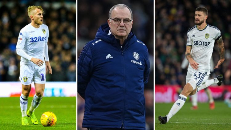 Three-way split image of Mareusz Klich, Samu Saiz, and Marcelo Bielsa.