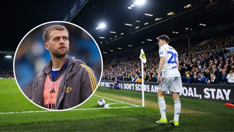 Daniel James of Leeds United prepares to take a corner kick during the Sky Bet Championship match between Leeds United and Stoke City at Elland Roa...