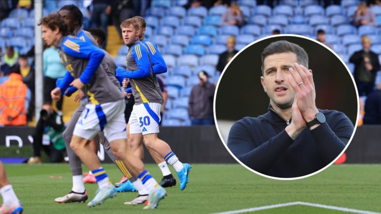 Joe Gelhardt (Leeds United) before the Sky Bet Championship match between Leeds United and Coventry City. Inset, John Mousinho.