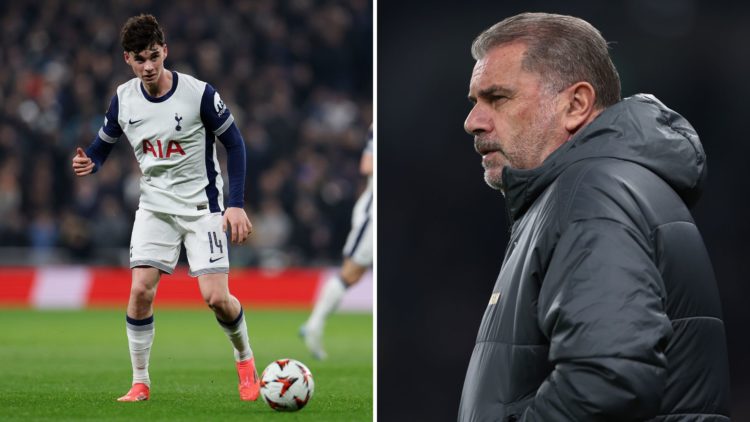 Archie Gray and Ange Postecoglou.