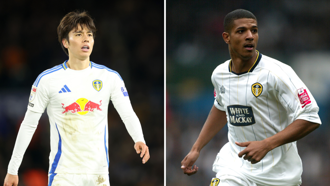 Split of leeds players Tanaka (L) and Beckford (R)