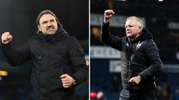 Split of Chris Wilder (R) and Daniel Farke (L)