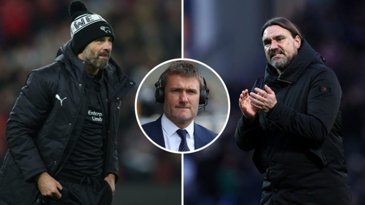 Split image of Paul Warne and Daniel Farke. Inset, Andy Hinchcliffe.