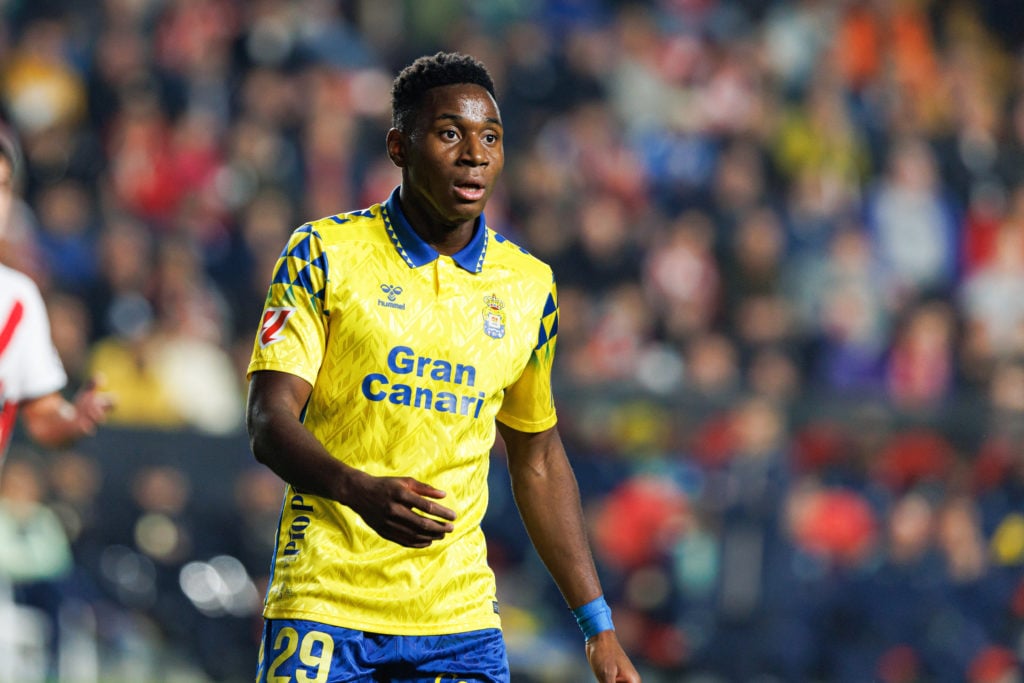 Dario Essugo (UD Las Palmas) seen in action during the