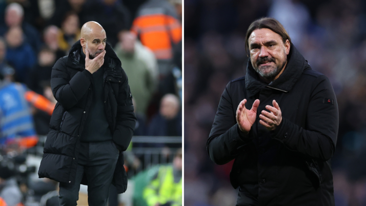 Split of Guardiola (L) and Farke (R)
