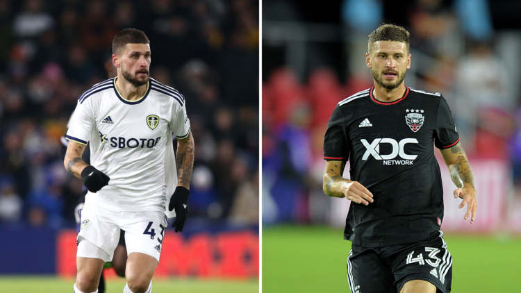 Split Klich in a Leeds shirt (L) and in a DC shirt (R)