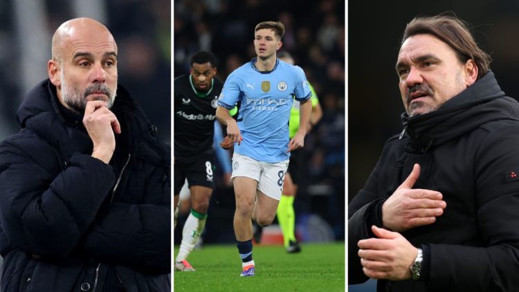 James McAtee, Daniel Farke and Pep Guardiola