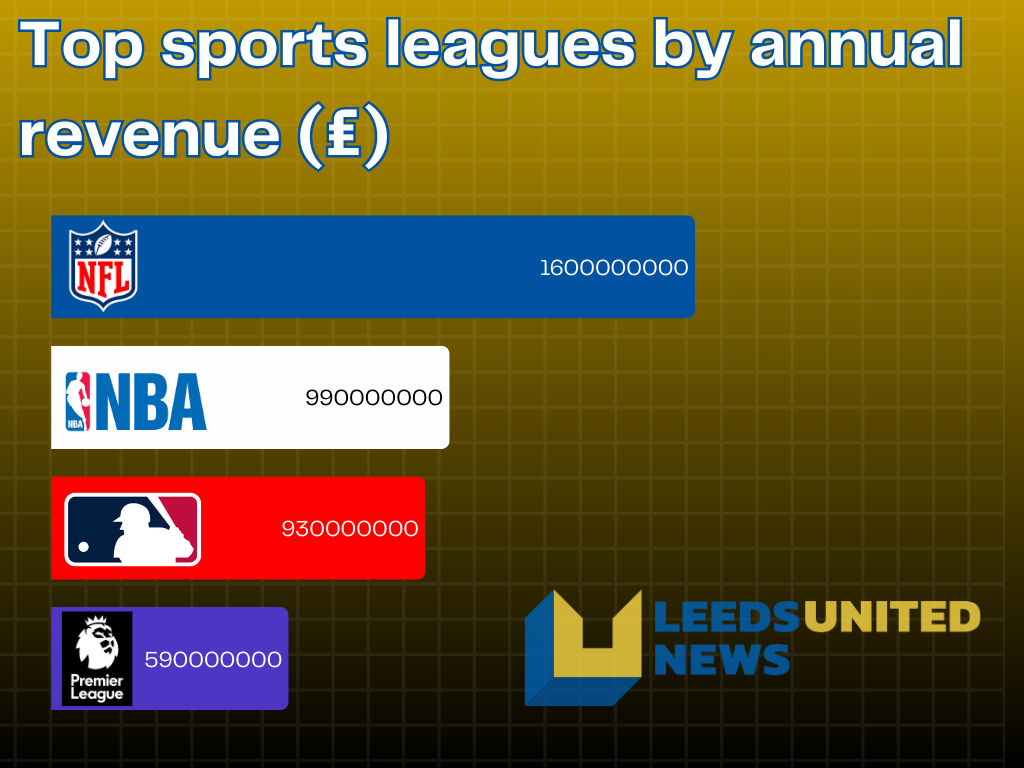 Chart showing the top sports leagues in the world by annual revenue