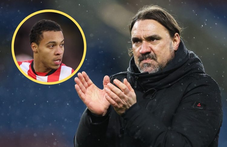 Collage of Daniel Farke and Cameron Archer.