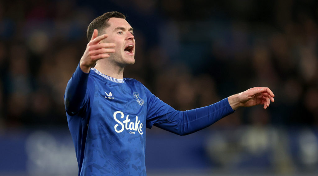 Everton defender Michael Keane in action against Peterborough United.