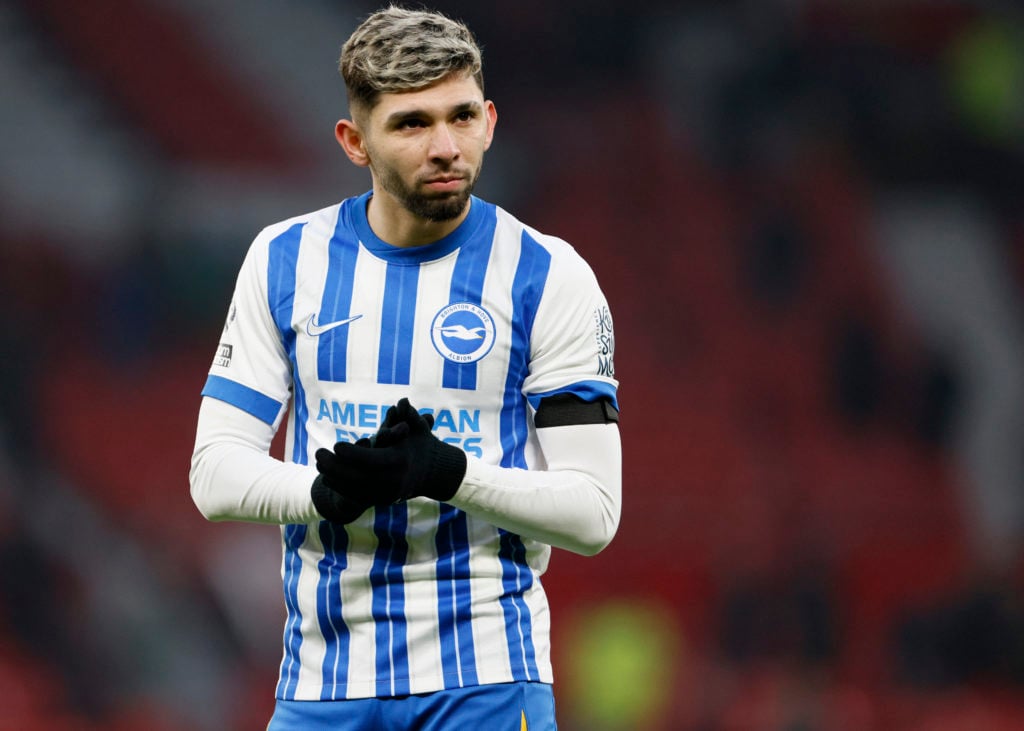 Julio Enciso in action for Brighton against Man United.