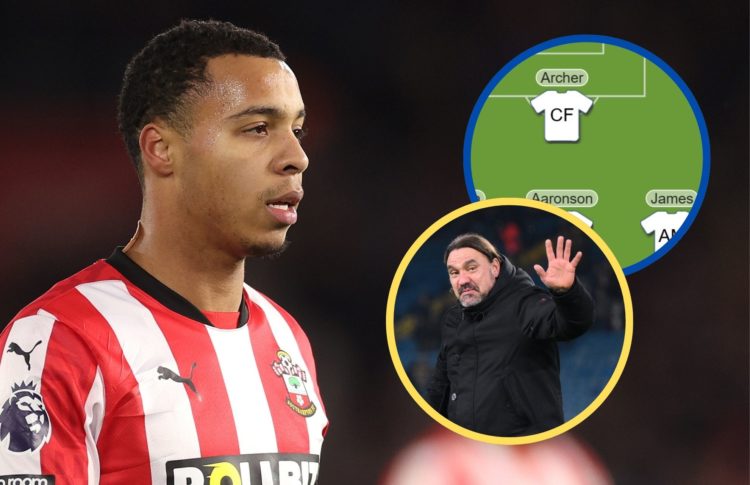 Collage of Cameron Archer, Daniel Farke and a team graphic.