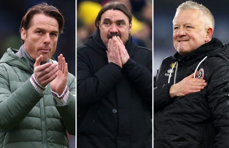 Collage of Scott Parker, Daniel Farke and Chris Wilder.