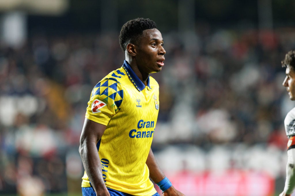 Dario Essugo (UD Las Palmas) seen in action during the